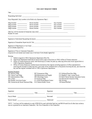 Fillable Online Usca USCA Key Request Form Usca Fax Email Print