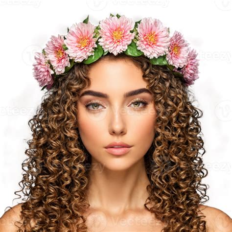 Sophia A Beautiful Woman With Long Curly Hair And A Flower Crown