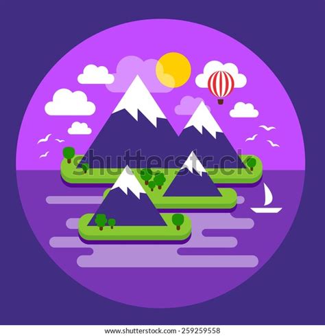 Vector Illustration Summer Paradise Island Ocean Stock Vector Royalty Free 259259558