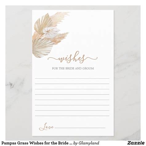 Pampas Grass Wishes For The Bride Card Zazzle Wishes For The Bride