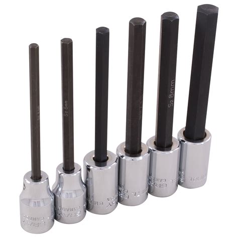 38 Dr 6 Piece Metric Extra Long Hex Head Socket Set Gray Tools