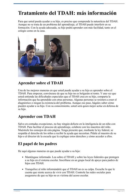 Text Tratamiento del TDAH más información HealthClips Online