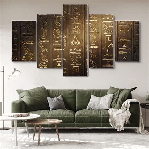 Ancient Egyptian Hieroglyphs 5 Pieces Canvas Wall Art, Large Framed 5 ...