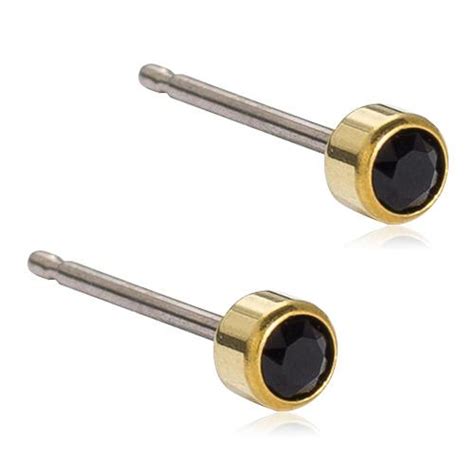 blomdahl gold bezel black crystal beauty grace