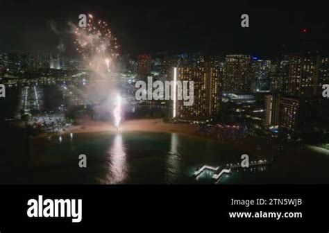 New Year Eve in Honolulu city. People celebrating with sparkling ...