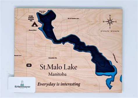 St Malo Lake Manitoba Bathymetric Map Erlenmeyer Designs Science Design