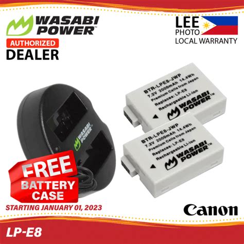 Wasabi Power Battery 2 Pack And Dual Charger For Canon LP E8 Lee