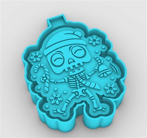 Stl File Christmas Skeleton Skull Freshie Mold Silicone Mold Box・3d Printer Design To