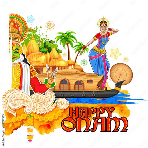 Onam background showing culture of Kerala Stock Vector | Adobe Stock