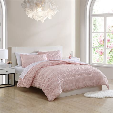 Poppy And Fritz Scrunch Stripe Pink King Quilt Set