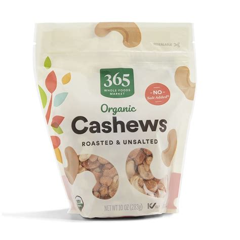 365 By Whole Foods Market Organic Roasted Unsalted Cashews 10 Ounce