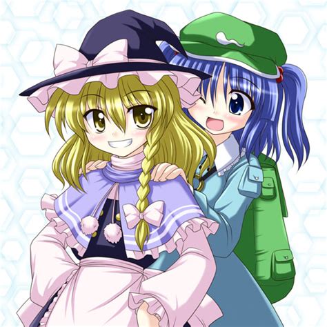 Safebooru Backpack Bag Blonde Hair Blue Eyes Blue Hair Bococho Braid Grin Hair Ribbon Hat Hat