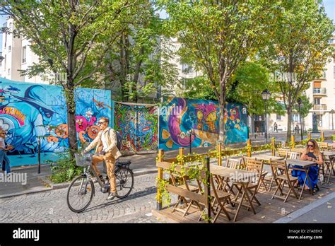 France Paris Butte Aux Cailles District Street Art Rue Buot Stock