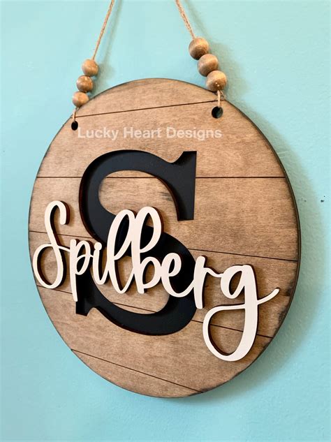 Name Initial Round Door Hanger File Svg Glowforge Laser Etsy