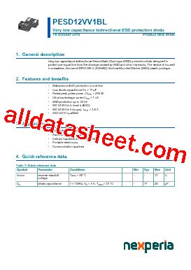 PESD12VV1BL Datasheet PDF Nexperia B V All Rights Reserved