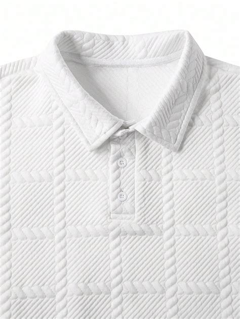 Manfinity Homme Camisa Polo De Manga Longa Es E Tecido Jacquard