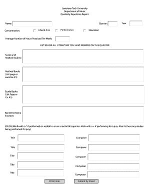 Fillable Online Latech Quarterly Repertoire Form Louisiana Tech