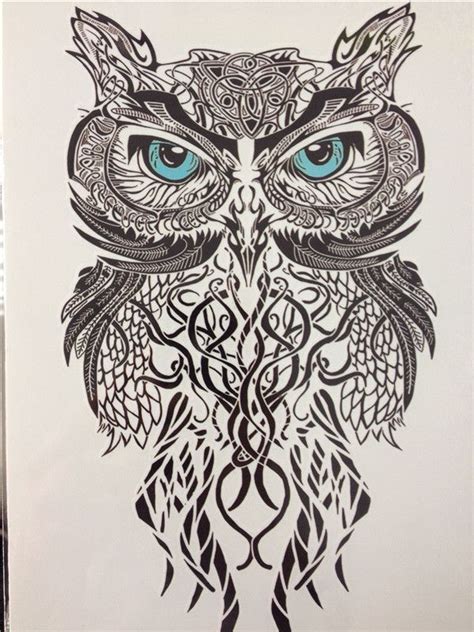 Mystical Owl 21 X 15 Cm Temporary Body Art Best Sleeve Tattoos Large