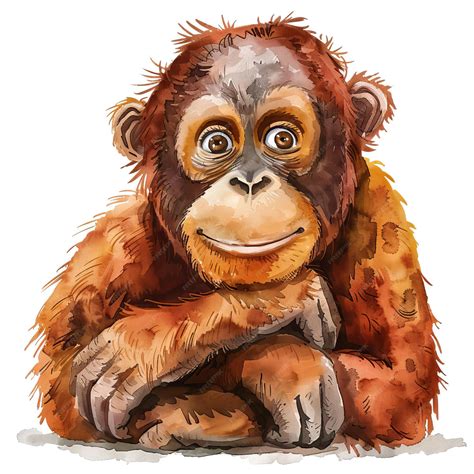 Premium Vector Orangutan Clipart Cute Clip Art Flat Illustration Cartoon