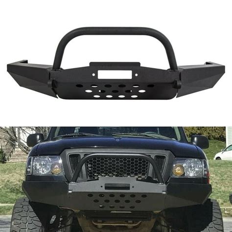 Black Textured Modular Front Winch Bumper With Bull Bar For 1998 2011 Ford Ranger