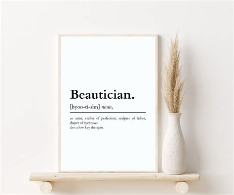 Beautician Definition Print Gifts For Her Gifts For Beautician Salon