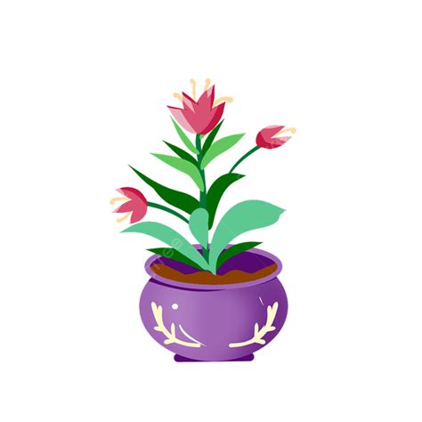 Gambar Tanaman Pot Menanam Daun Hijau Bunga Png Transparan Clipart