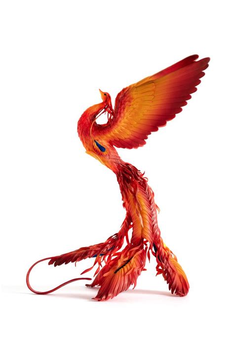 Phoenix Bird Statue Original Handmade Ooak Fire Bird Figurine Statue