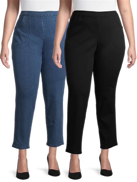 Just My Size Women's Plus Size 2-Pocket Stretch Pull-On Pants, 2-Pack, Also in Petite - Walmart.com