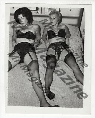 Vintage Risqué Pinup B W x Sexy Cheesecake Blonde Brunette Lingerie XL eBay