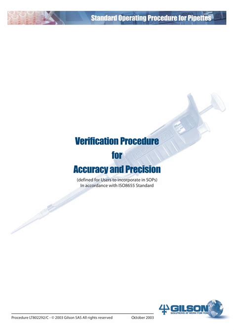 Pdf Verification Procedure For Accuracy And Precision Sipoch