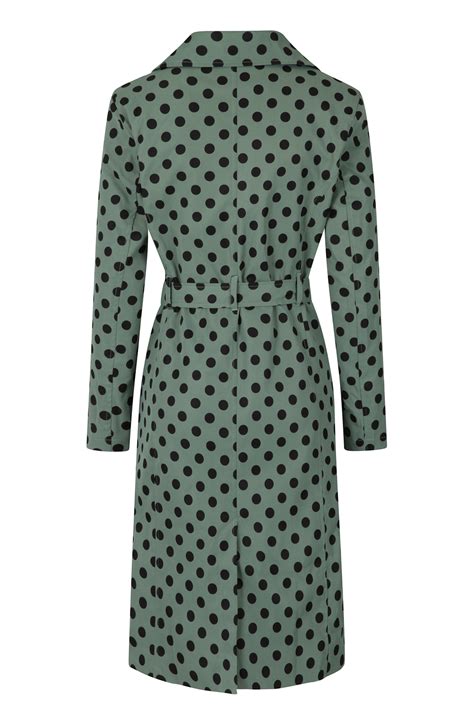 Nancy Trench Coat In Green Hearts And Roses London