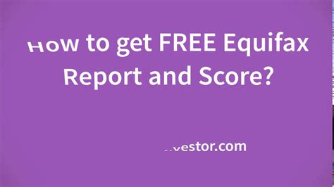 How To Check Free Equifax Credit Report And Score Youtube