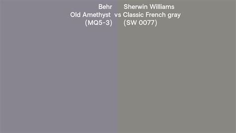 Behr Old Amethyst MQ5 3 Vs Sherwin Williams Classic French Gray SW