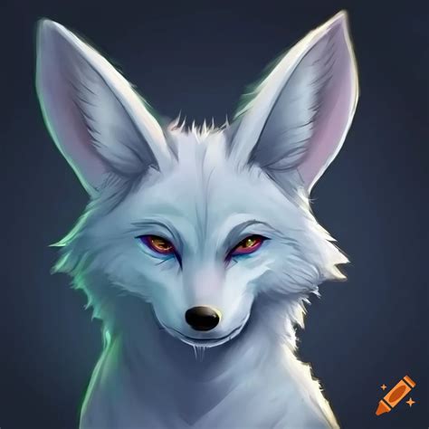 Anthropomorphic White Wolf With Fennec Fox Ears In Stellaris Art Style