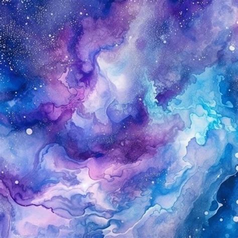 Premium AI Image | A close up of a painting of a purple and blue galaxy ...