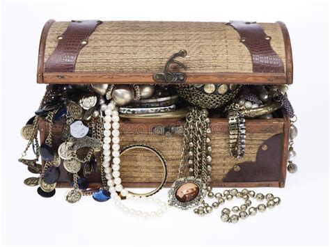 Treasure Chest with Lots of Jewelry Stock Image - Image of background, bracelet: 19396963