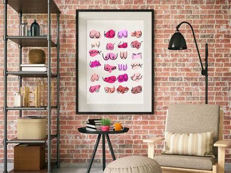 Line Art Nude Funny Boobies Boobs Printable Wall Art Feminist Illustration Breast Cancer