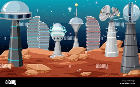 City in space scene illustration Stock Vector Image & Art - Alamy