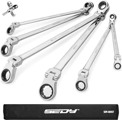 HORUSDY 10 Piece Extra Long Ratcheting Wrench Set With Tool Bag Metric