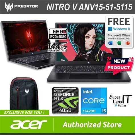 Jual Acer Nitro V 15 Anv15 51 5115 Core I5 13420h Ram 8gb Ssd 512gb Rtx 4050 156 144hz W11 Ohs