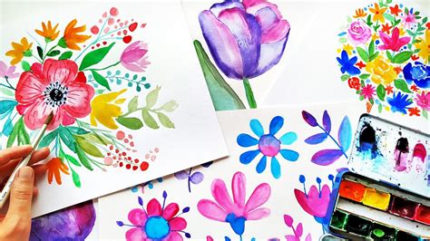 10 Easy Art Ideas💜 Spring Watercolor Painting Compilation Flowers