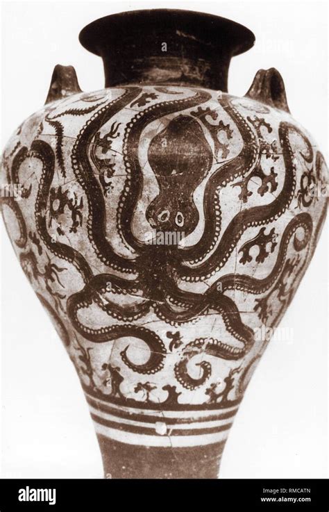 Greece Vase Painting Depicting A Kraken Norwegian Octopus Eight