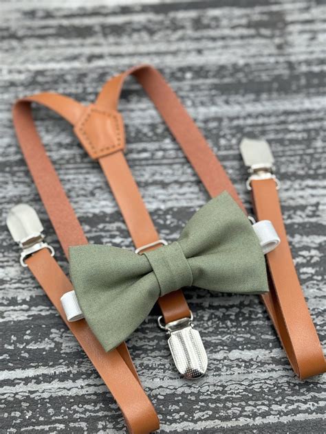 Moss Bow Tie & Suspenders Eucalypt Bow Tie Skinny Cognac Suspenders ...