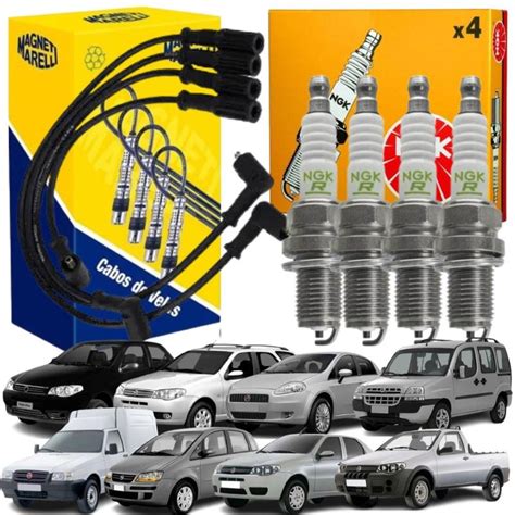 Kit Jogo 4 Cabos e Velas de Ignição Original Fiat Siena Palio Doblo