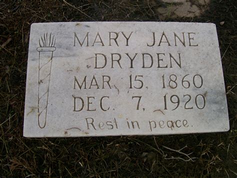 Mary Jane Tosh Dryden Find A Grave Memorial