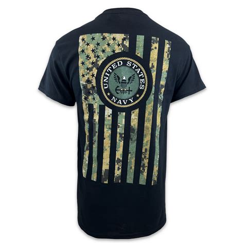 Navy Camo Flag T Shirt Black