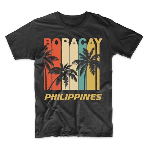 Retro Boracay Philippines Palm Trees Vacation T Shirt Mens Boracay