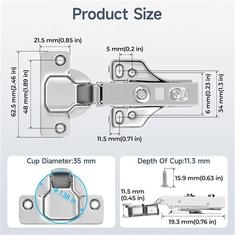 Snapklik Pack Full Overlay Soft Close Cabinet Hinges Face