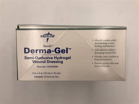 MEDLINE NON8000 Derma-Gel Semi-Occlusive Hydrogel Wound Dressing 4″x4″ (25/Box) – GB TECH USA