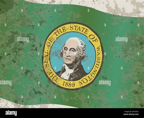 The Flag Of The State Of Washington With The Washington State Seal